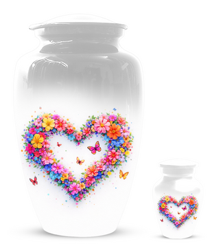 Butterfly Heart Urn for Ashes, Custom Floral Cremation Urn for Mom