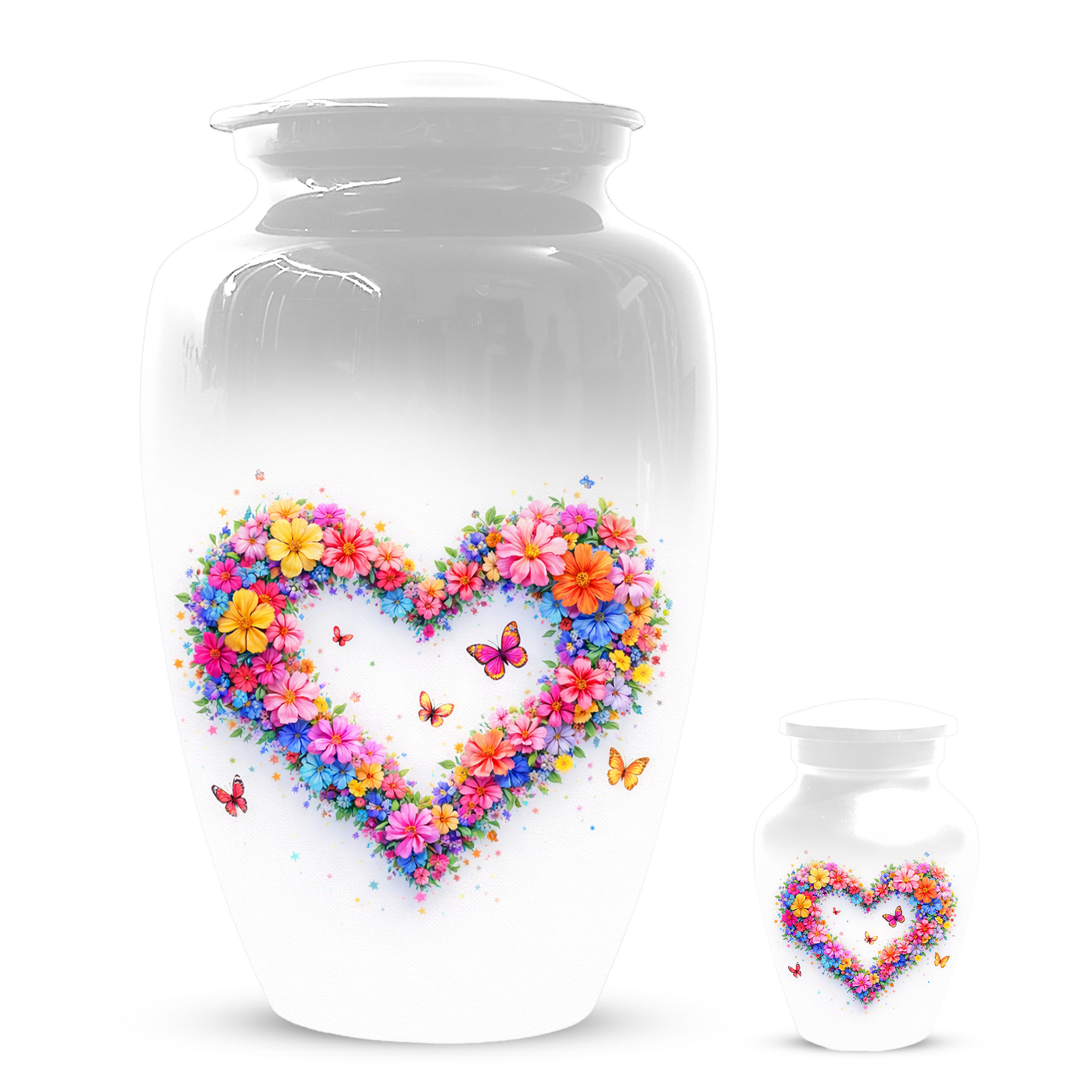 Butterfly Heart Urn for Ashes, Custom Floral Cremation Urn for Mom