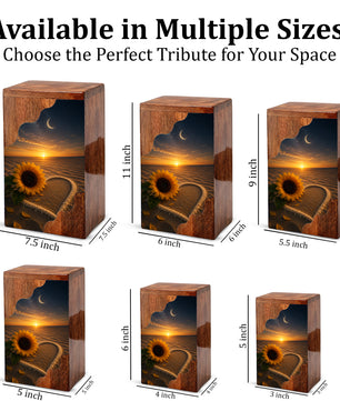 Sunflower Beach Wooden Cremation Urn for Mom | Personalized Memorial Urn for Human Ashes