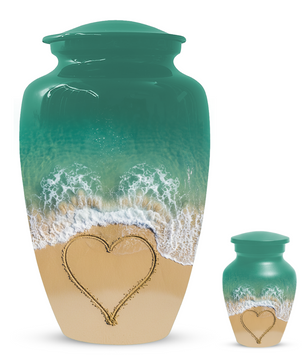 Beach Urn for Ashes, Custom Ocean Cremation Urn, Heart in Sand Memorial Urn