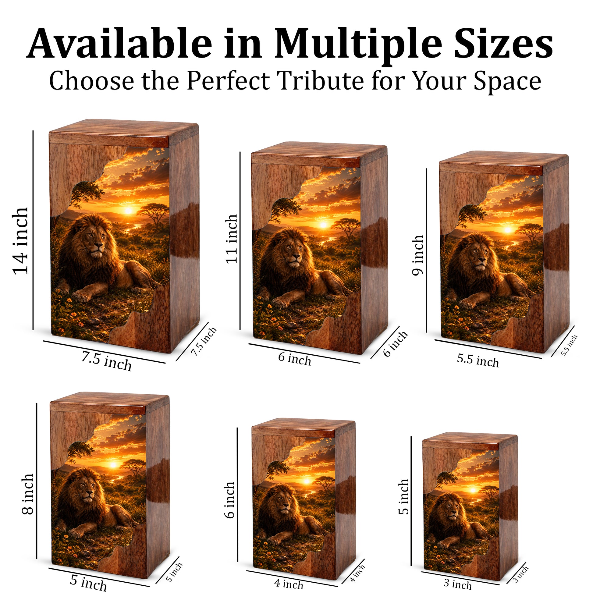 Lion Wooden Cremation Urn – Wooden Urn for Human Ashes | Memorial Urn for Dad