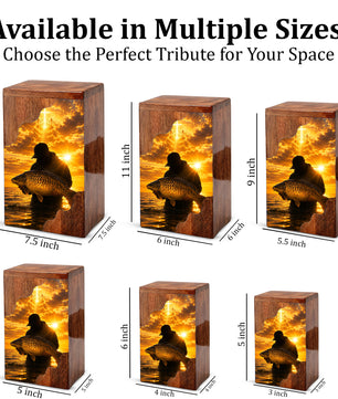 Fisherman Heaven Wooden Cremation Urn – Sunset Fishing Memorial Urn