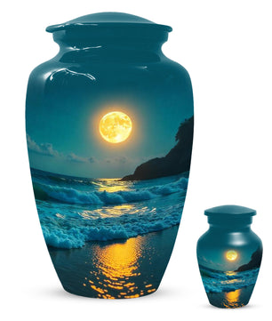 Ocean Moon Cremation Urn for Adult Ashes | Peaceful Beach Memorial Urn
