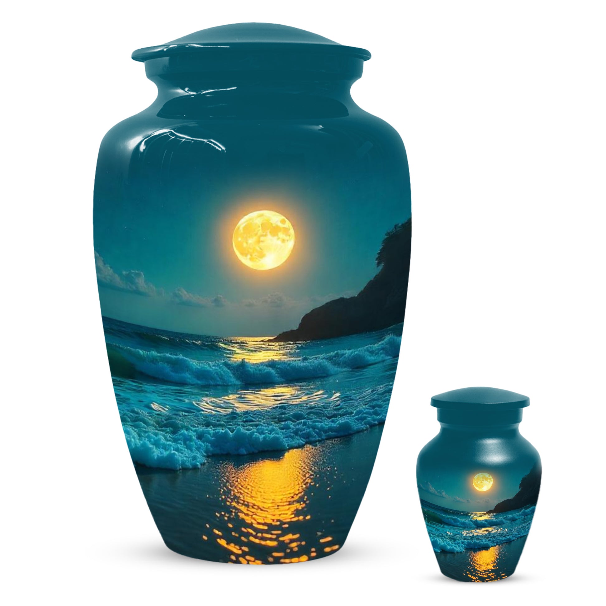 Ocean Moon Cremation Urn for Adult Ashes | Peaceful Beach Memorial Urn
