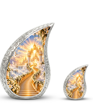 Heavenly Stairway Cremation Urn for Adult Ashes, Golden Heaven Memorial Urn