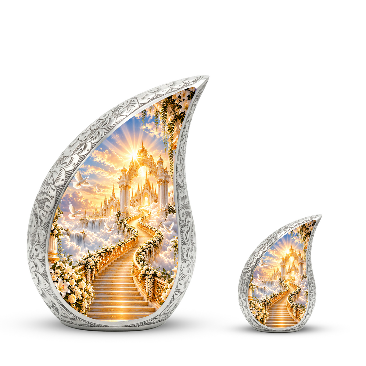 Heavenly Stairway Cremation Urn for Adult Ashes, Golden Heaven Memorial Urn