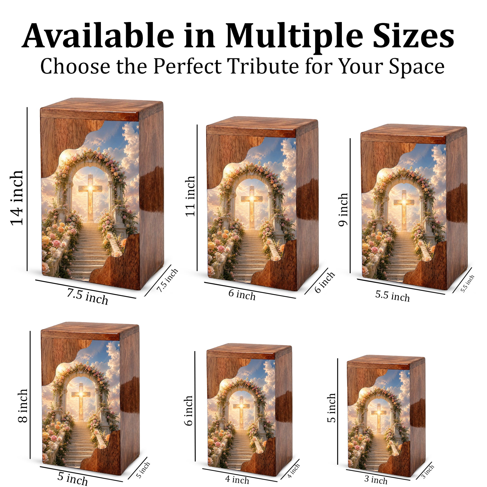 Cross Wooden Cremation Urn – Christian Memorial Urn for Human Ashes