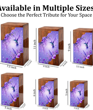 Hummingbird Cremation Urn for Mom | Wooden Urn for Human Ashes