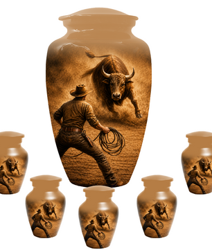 Bull Riding Memorial Urn for Dad -  Cowboy Cremation Urn for Ashes Male