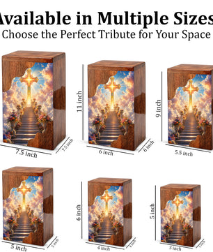 Christian Cross Wooden Cremation Urn – Wooden Urn for Human Ashes