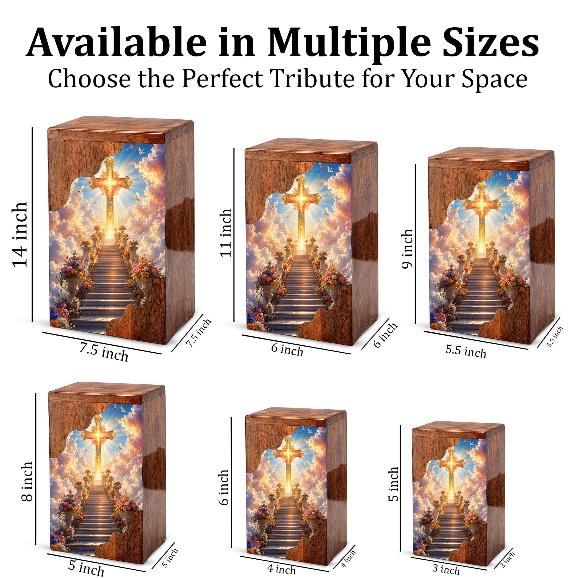 Christian Cross Wooden Cremation Urn – Wooden Urn for Human Ashes