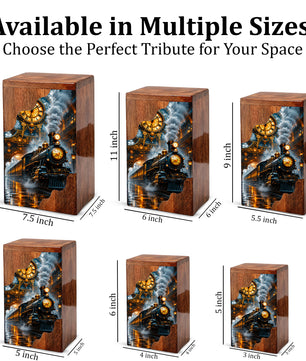 Steam Train Wooden Cremation Urn – Wooden Urn for Human Ashes