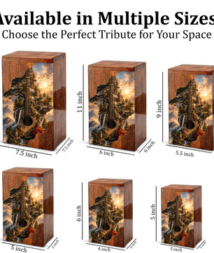 Guitar Wooden Cremation Urn – Wooden Urn for Human Ashes | Acoustic Guitar Memorial Urn