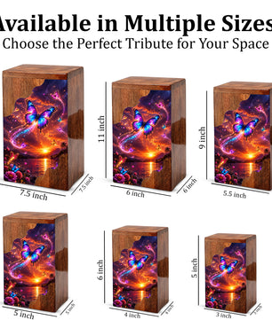 Butterfly Wooden Cremation Urn for Human Ashes