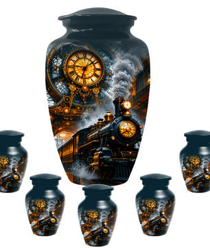 Train Cremation Urn for Men | Steam Locomotive Memorial Urn for Ashes Male