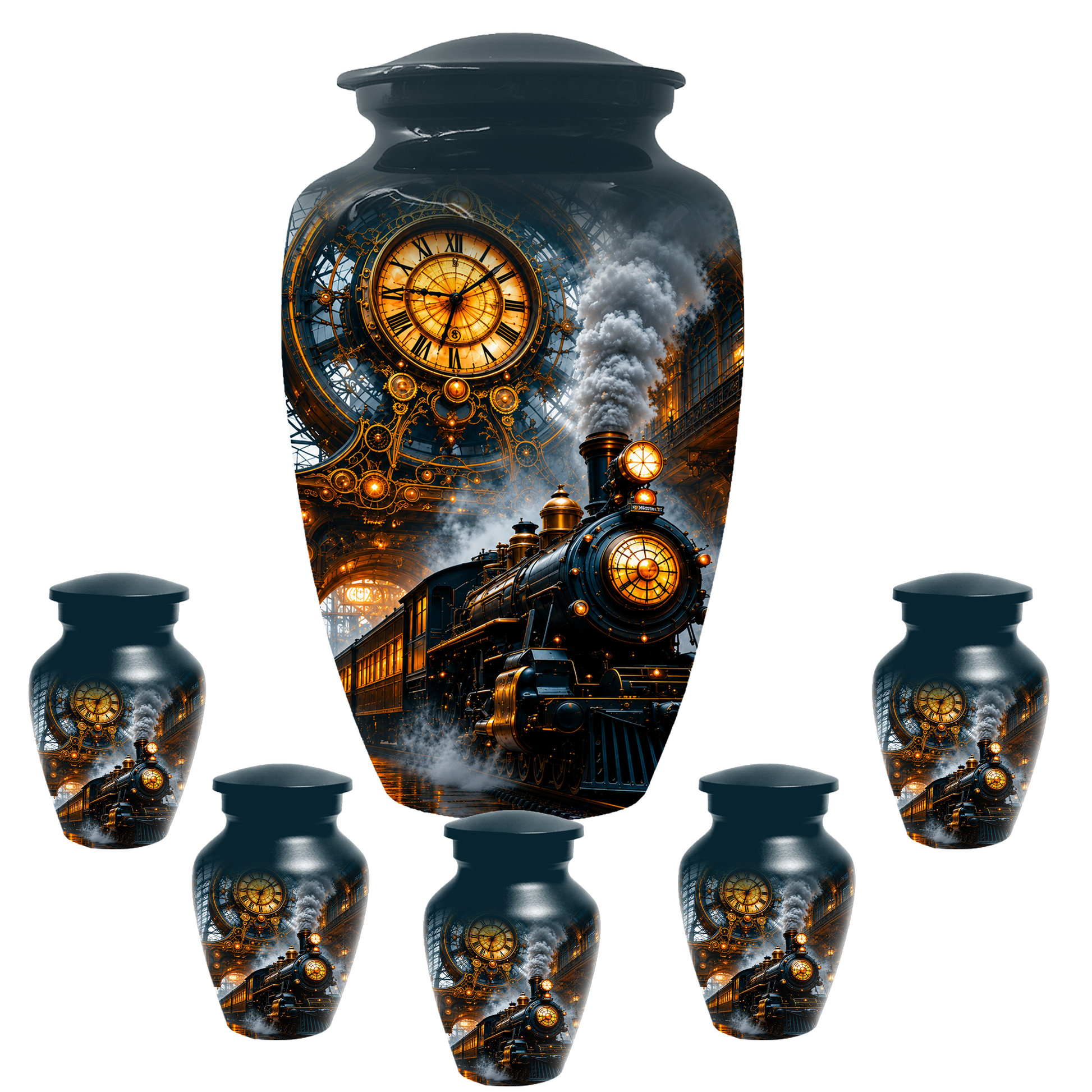 Train Cremation Urn for Men | Steam Locomotive Memorial Urn for Ashes Male