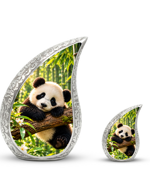 Panda Cremation Urn for Adult Ashes, Cute Panda Memorial Urn, Bamboo Forest Animal Urn