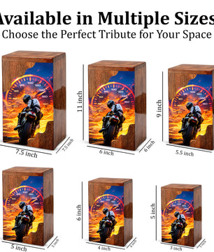 Motorcycle Wooden Cremation Urn – Rider Memorial Urn for Human Ashes