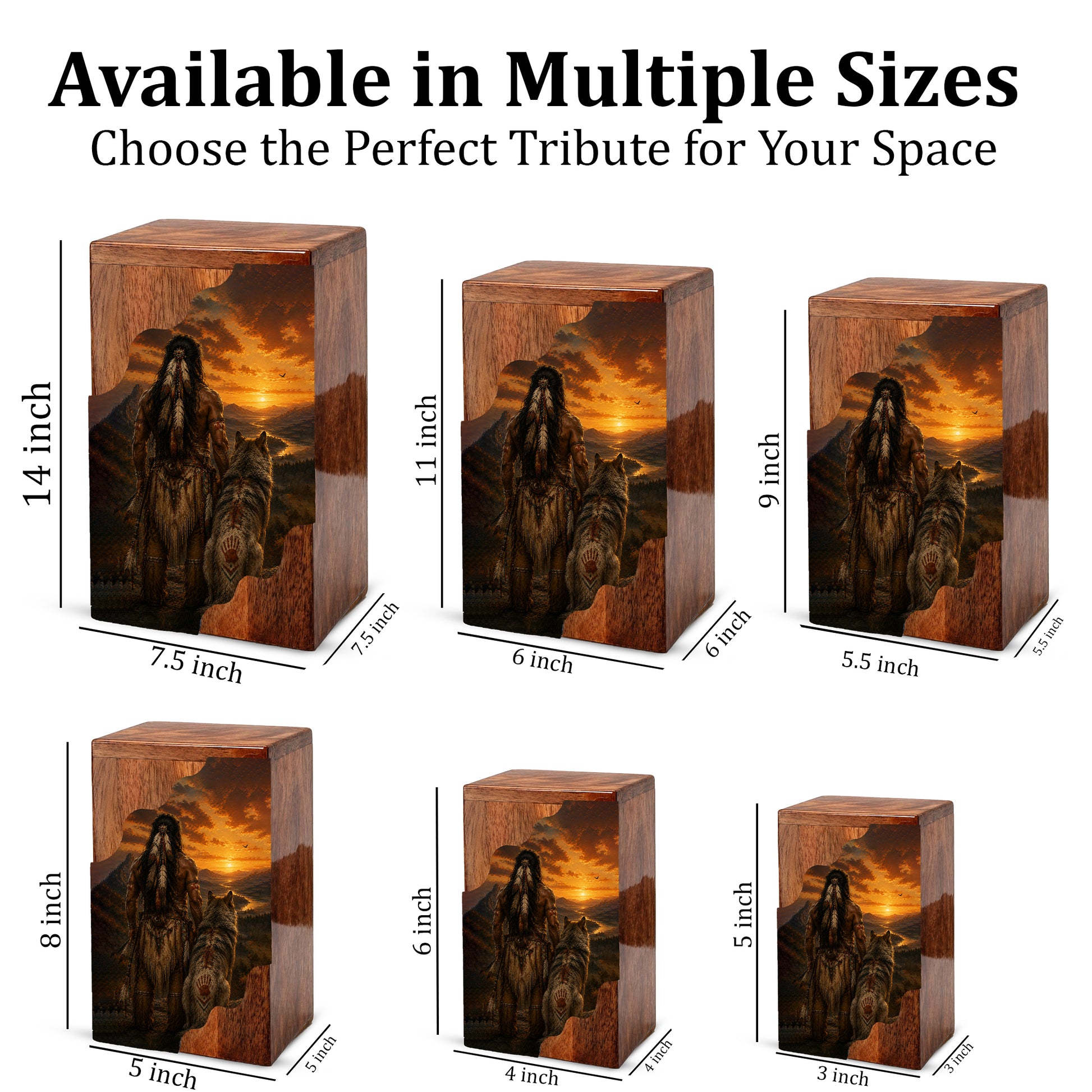 Native American Cremation Urns for Human Ashes | Wooden Urn for Mom & Women