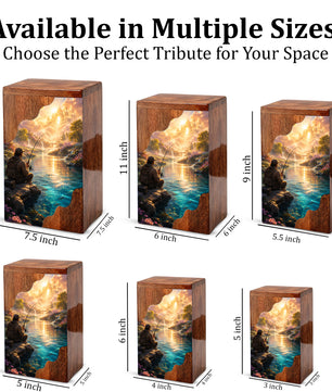 Heavenly Fishing Wooden Cremation Urn – Personalized Memorial Urn for Human Ashes