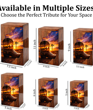 Cowboy Boot Wooden Cremation Urn – Wooden Urn for Human Ashes
