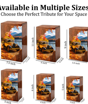 Classic Car Wooden Cremation Urn for Dad, Personalized Wooden Urn for Human Ashes