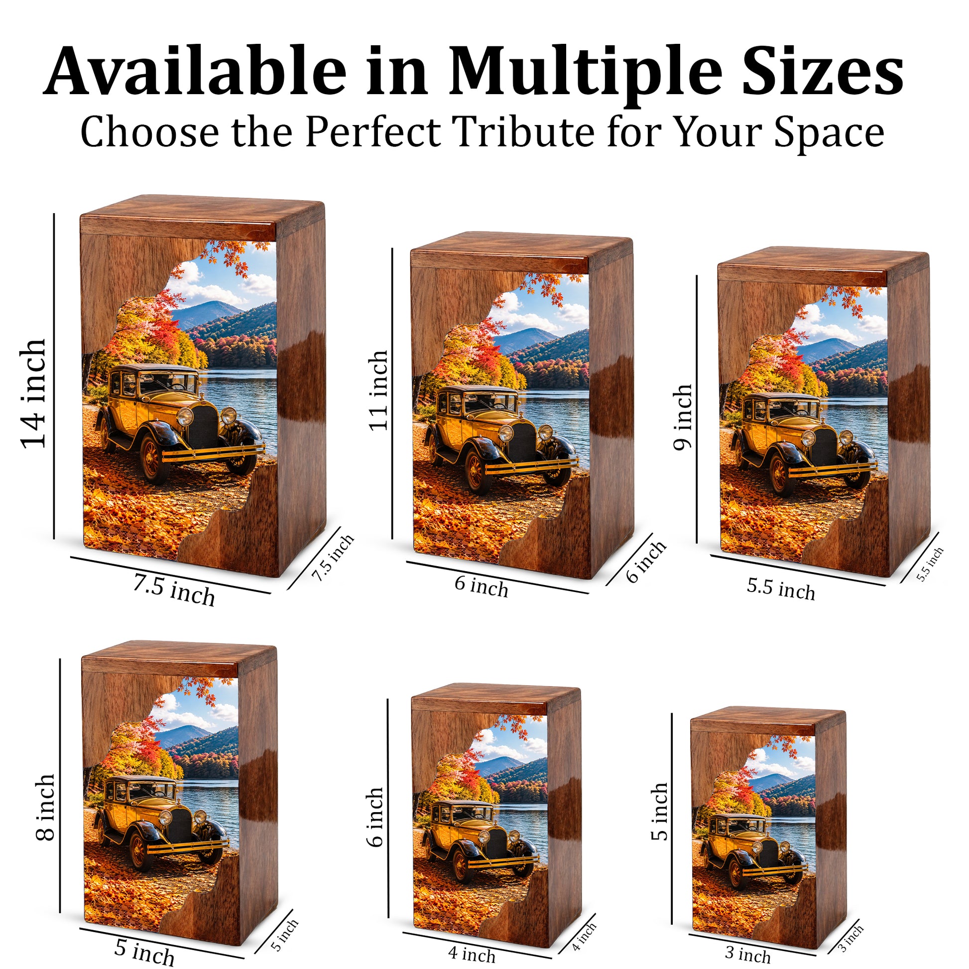 Classic Car Wooden Cremation Urn for Dad, Personalized Wooden Urn for Human Ashes