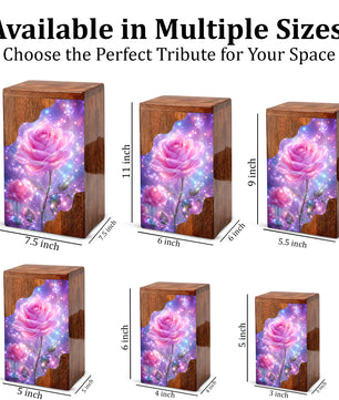 Pink Rose Wooden Cremation Urn – Wooden Urn for Human Ashes