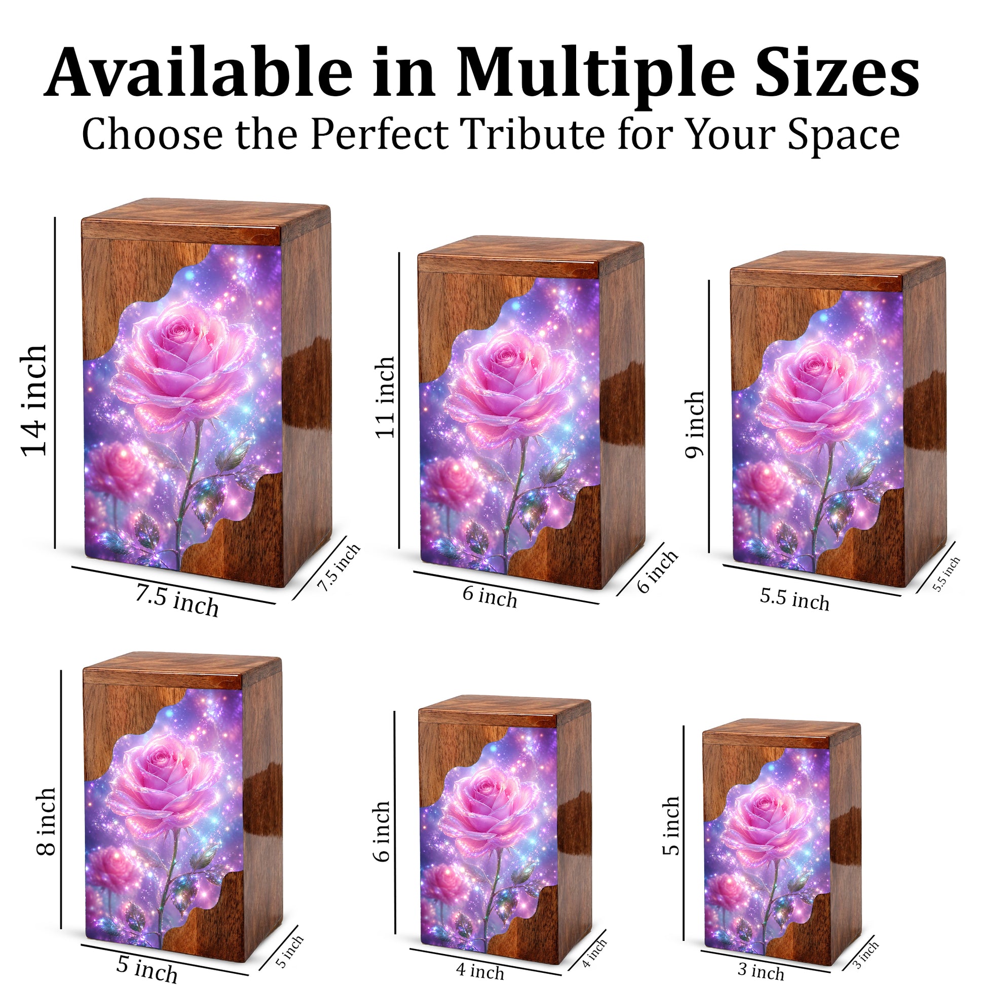 Pink Rose Wooden Cremation Urn – Wooden Urn for Human Ashes