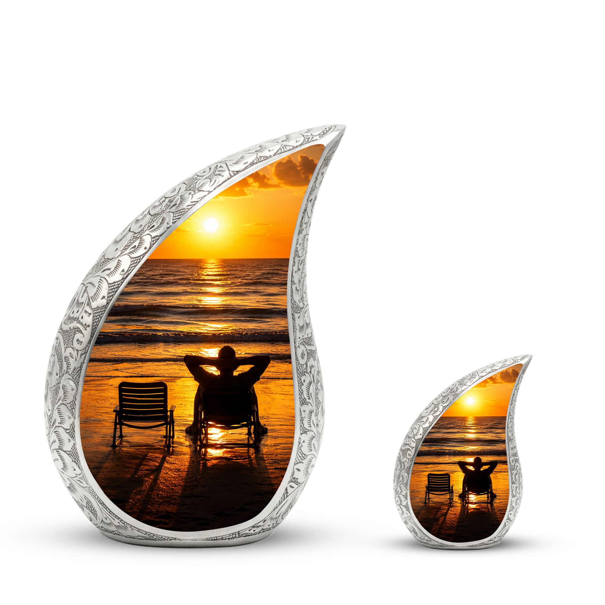 Beach Sunset Urn for Human Ashes | Ocean Sunset Cremation Urn & Beach Themed Memorial Urn