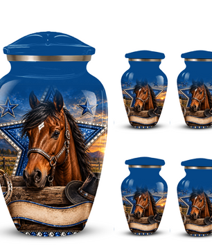 Adult Cremation Urn for Ashes – Western Cowboy Horse Adult Urn, Personalized Adult Memorial Urn