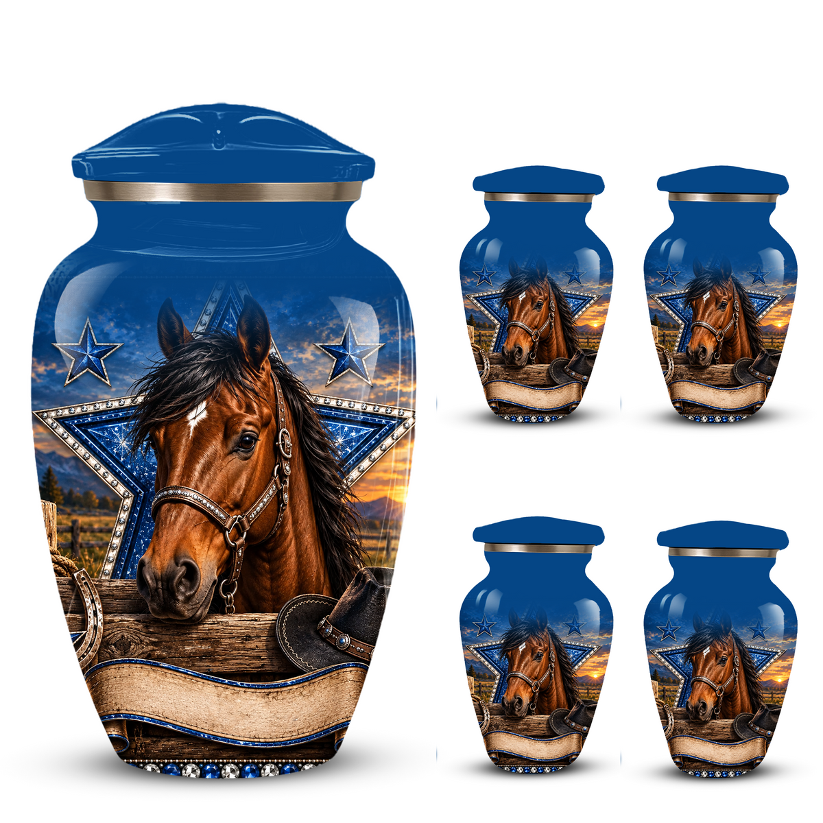 Adult Cremation Urn for Ashes – Western Cowboy Horse Adult Urn, Personalized Adult Memorial Urn