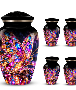 Personalized Adult Cremation Urn for Ashes, Jeweled Butterfly Memorial Urn, Custom Butterfly Urn