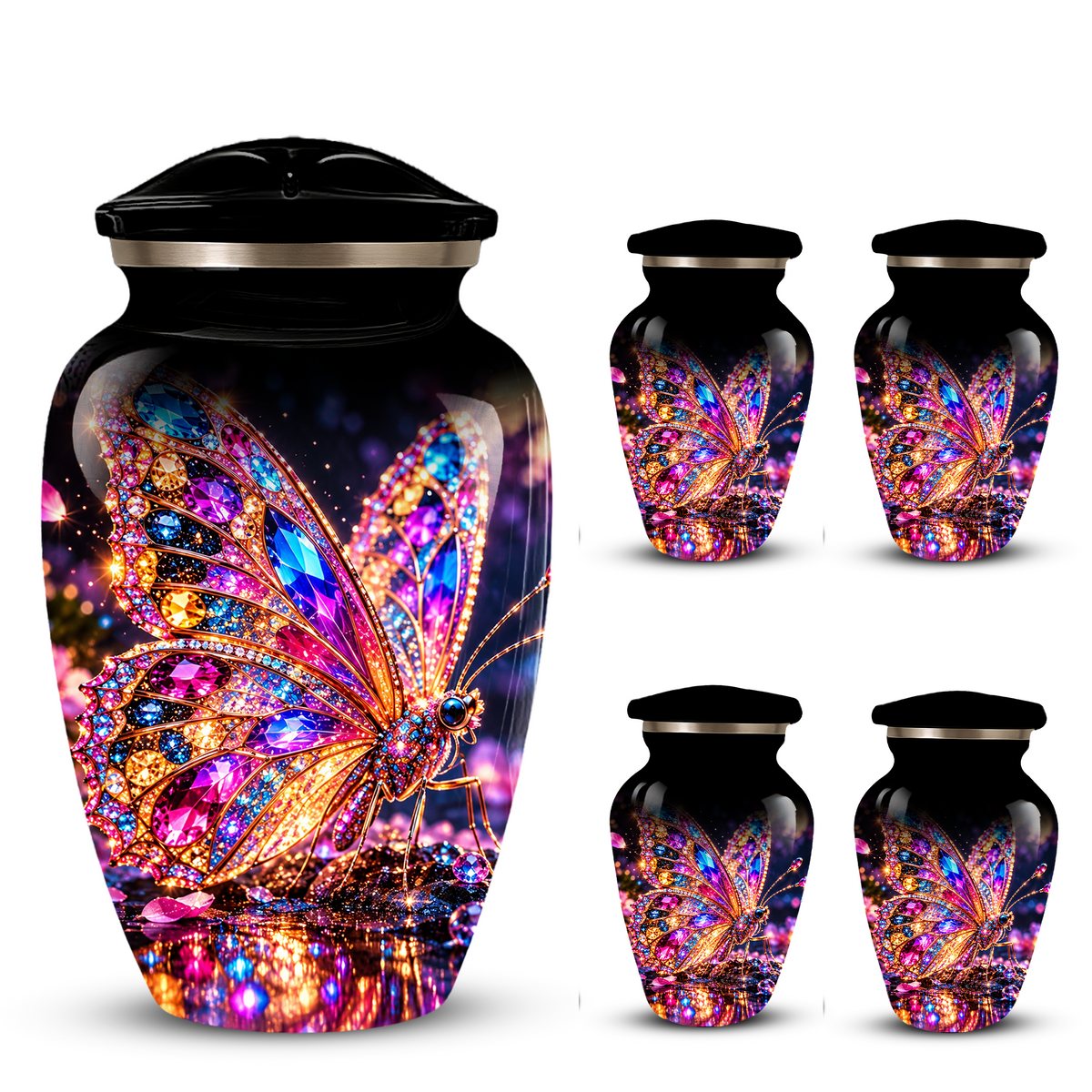 Personalized Adult Cremation Urn for Ashes, Jeweled Butterfly Memorial Urn, Custom Butterfly Urn