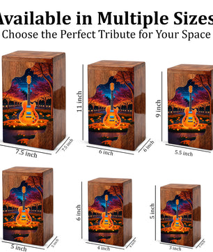 Guitar Wooden Cremation Urn – Custom Music Memorial Urn | Wooden Urn for Human Ashes