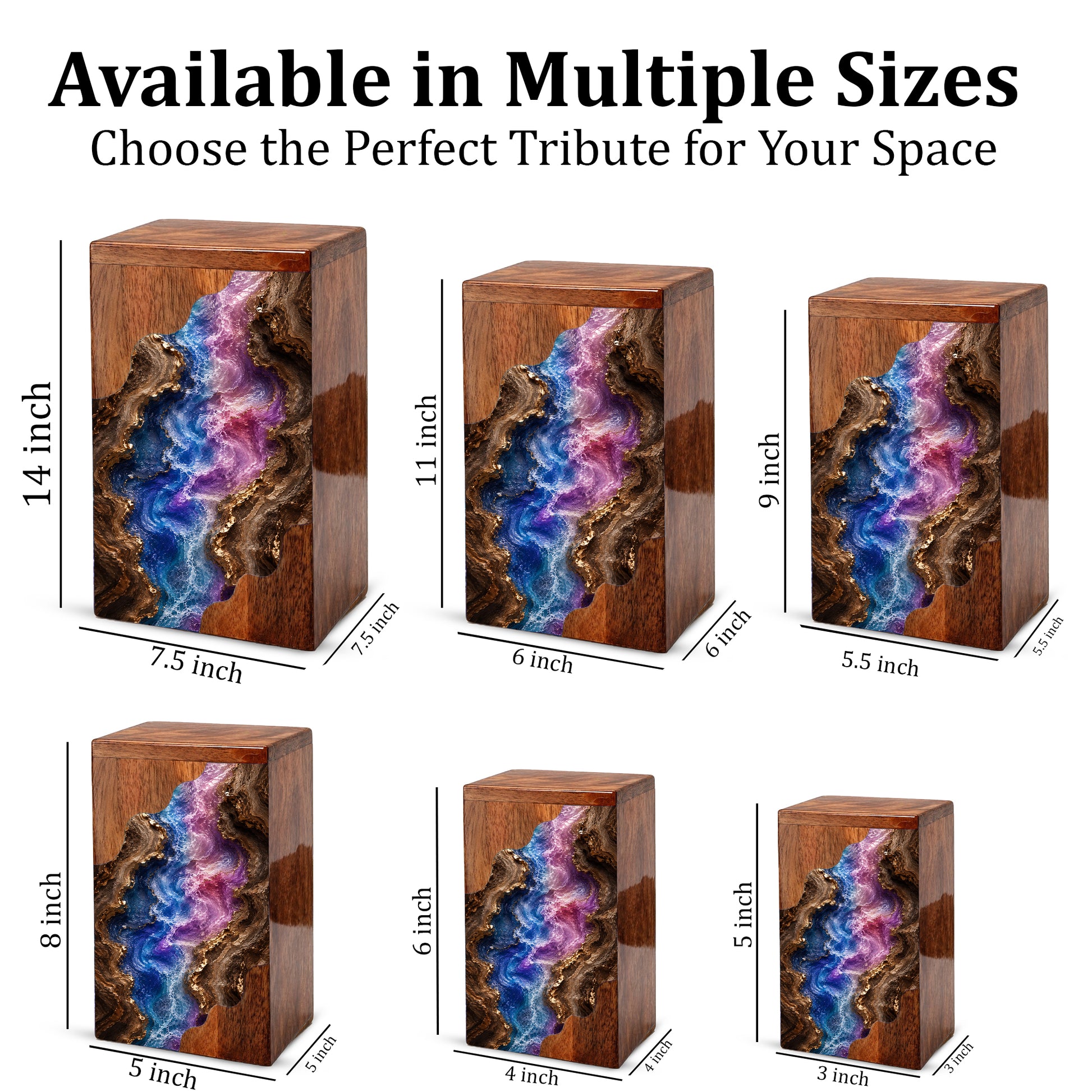 Wooden Abstract River Cremation Urn – Wooden Urn for Human Ashes