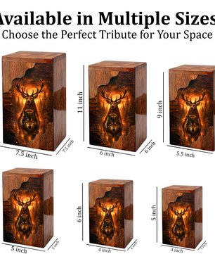 Wolf & Stag Wooden Cremation Urn – Woodland Memorial Urn