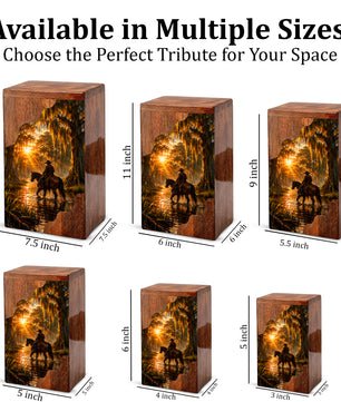 Personalised Urns for Dad,Cowboy Memorial Urn, Funeral Urn Wood