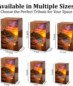 Tropical Beach Wooden Cremation Urn – Wooden Urn for Human Ashes |
