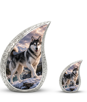 Large Husky Dog Cremation Urn - Siberian Memorial Keepsake Urns For Pet Ashes