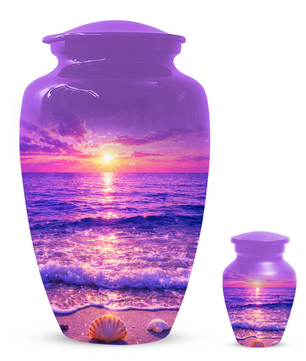 Personalized Ocean Sunset Cremation Urn | Adult, Large, Mini & Keepsake Urn for Human Ashes