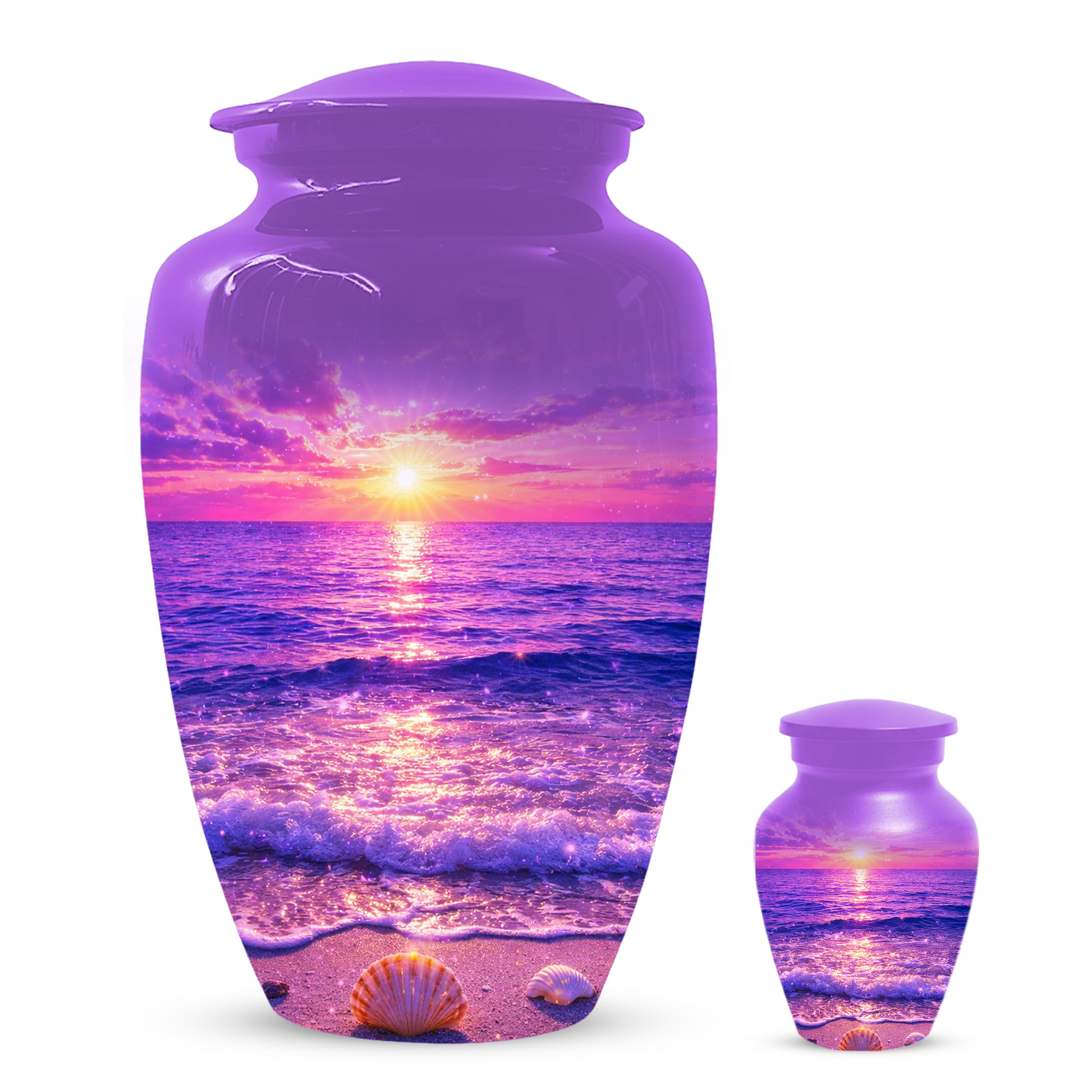 Personalized Ocean Sunset Cremation Urn | Adult, Large, Mini & Keepsake Urn for Human Ashes