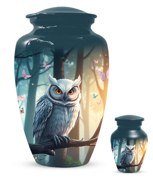 Snowy Owl Urn for Mom – Custom Owl Cremation Urns for Ashes | Adult Female Funeral Keepsake