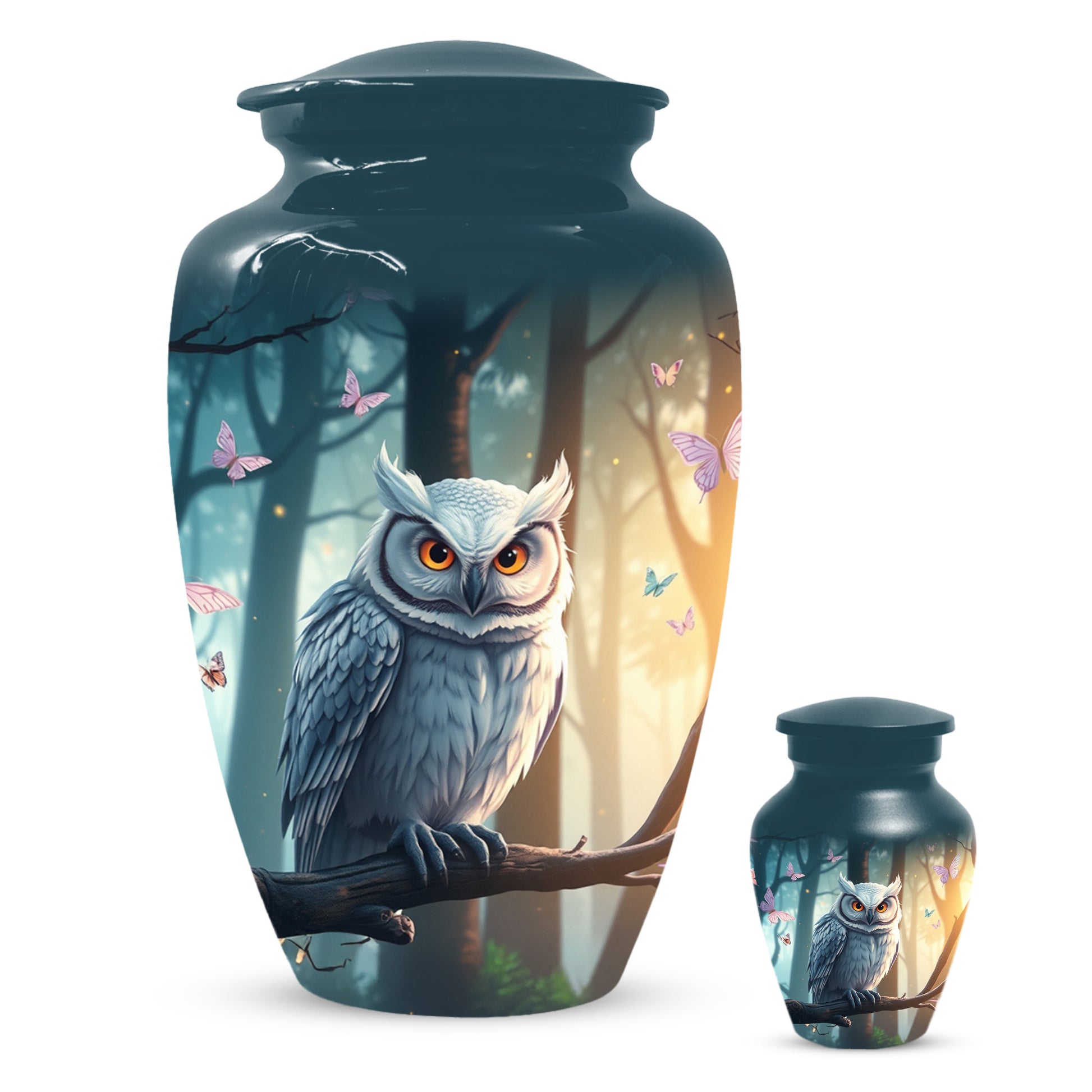 Snowy Owl Urn for Mom – Custom Owl Cremation Urns for Ashes | Adult Female Funeral Keepsake