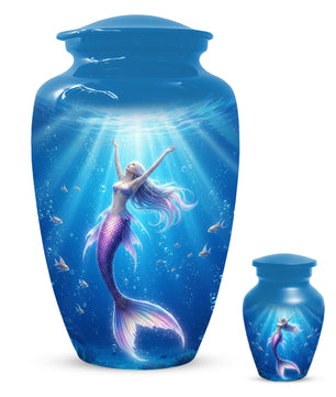 Ocean Mermaid Urn for Mom – Personalized  Memorial Urns for Female