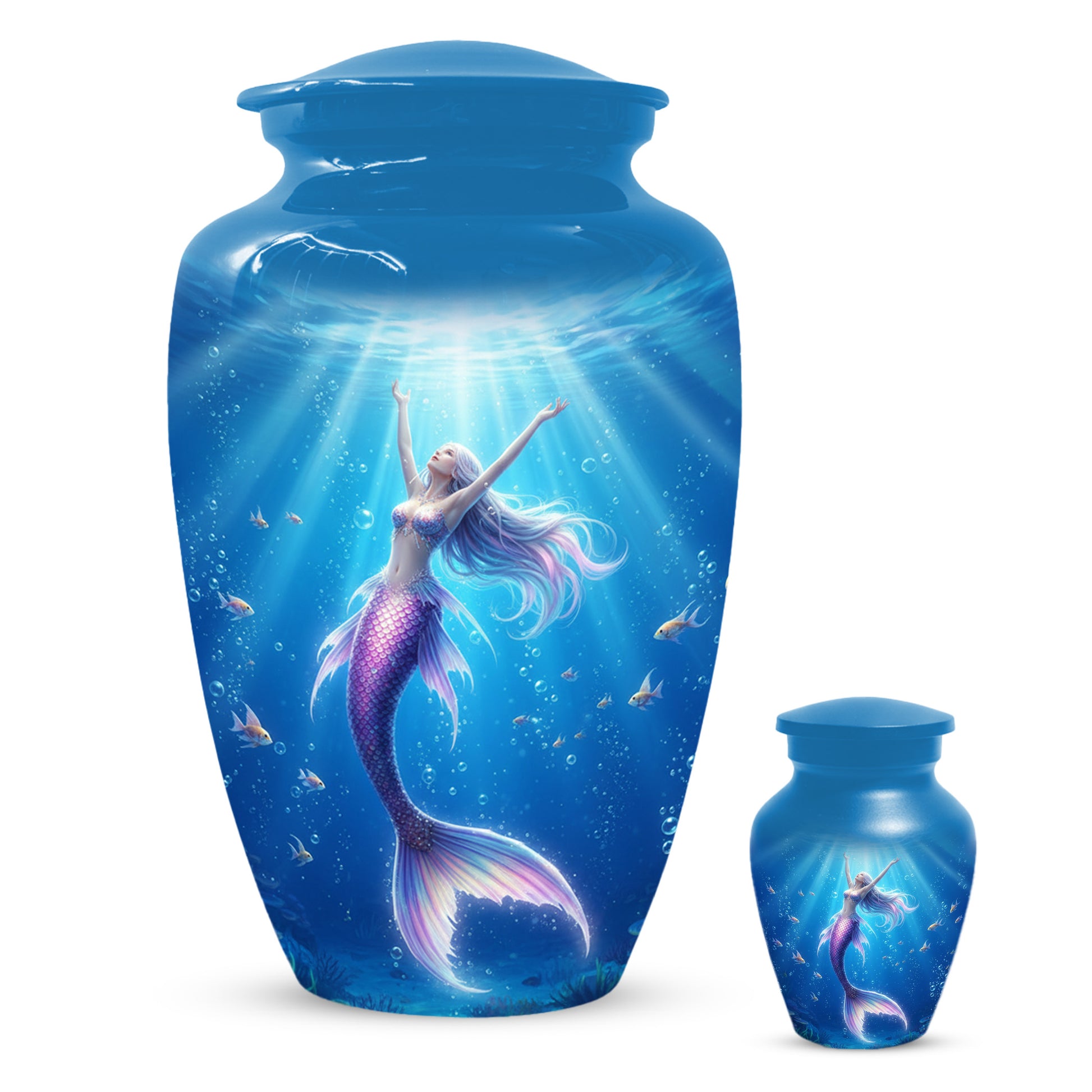 Ocean Mermaid Urn for Mom – Personalized  Memorial Urns for Female