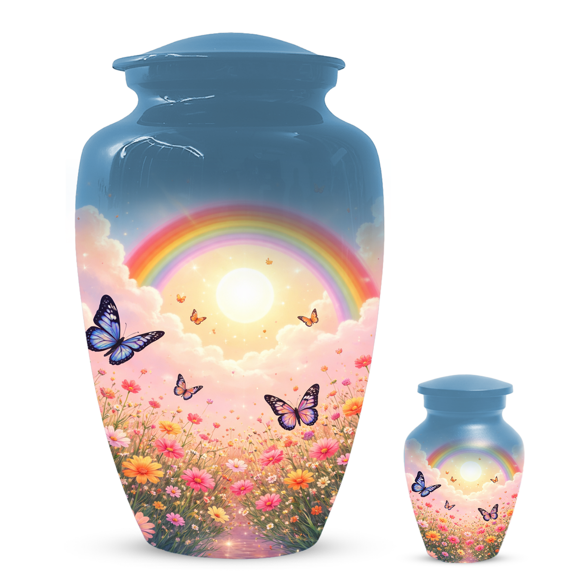 Rainbow Butterfly Urn for Ashes, Custom Memorial Cremation Urn