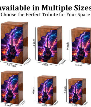 Guitar Wooden Cremation Urn for Human Ashes | Personalized Music Memorial Urn