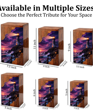 Lighthouse Wooden Cremation Urn for Human Ashes | Personalized Coastal Memorial Urn