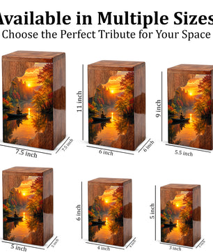 Fishing Wooden Cremation Urn – Gone Fishing Memorial Urn for Human Ashes